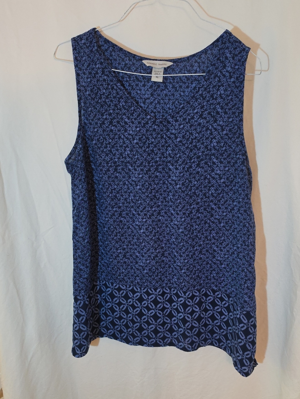 Nomadic Traders Navy Patterned Sleeveless V-Neck Tank